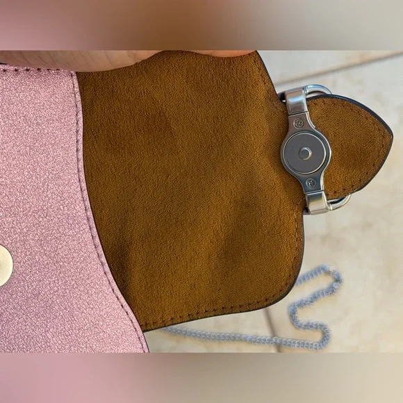 Coach Morgan Card Case with Crossbody Chain – Metallic Lilac (Style CP245) - Picture 10 of 11